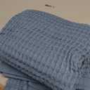 PHF 100% Cotton Waffle Weave Blanket King Size for Bed, Soft Lightweight & Breathable for Spring and Summer, All-Season Comfort, Luxury Aesthetic Blanket for Home Decor, 108"x90", Denim Blue