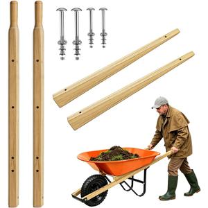Hyonihao Wheelbarrow Handles Replacement Kit,2 Wedges,1 Pair 59 Inch | Coated Wooden, Pre Drilled, Wheelbarrow Parts, for Gardens, Lawns and Construction Sites 