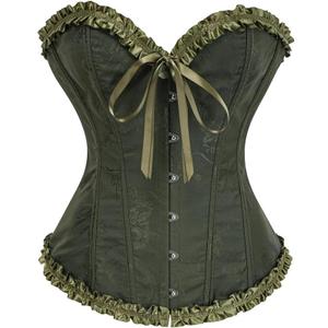 Vintage Corset Tops for Women Renaissance Corset Bustier Lingerie Overbust Bodyshaper Top (Green)