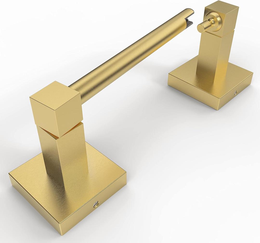 Ruacq Gold Toilet Paper Holder Double Post Pivoting Square Tissue Holders Roll Holder Hangers Brushed Gold Toilet Paper Stand Bathroom Stainless Steel and Zinc Alloy Modern Wall Mounted