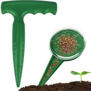 Seed Planter Tool, 6.9" Dibber Garden Tool, Plastic Dibbler Tools for Planting, Seed Dispenser, Bulb Digger Garden Planter for Sowing Seeds, Bulbs, Digging (Dark Green 2pcs)