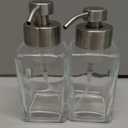 Foaming Soap Dispenser with Stainless Steel Pump, 12oz Refillable Glass Liquid Dish Soap Bottles for Bathroom, Kitchen Sink, Home Decor, 2 Pack