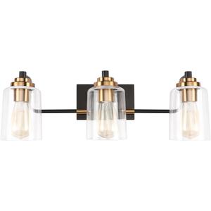 SOLFART Bathroom Light Fixtures 3-Light Vintage Bathroom Vanity Light Over Mirror Wall Sconces in Black Brass Vanity Lights for Bath(Brass)