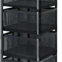 Rotating Kitchen Storage Rack, 4 Tier Rolling Cart with Fruit and Vegetable Basket, Storage Organization Dolly Cart with Wheels for Bathroom, Kitchen and Bedroom (Black-4 Tier)