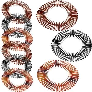 Shappy 9 Pieces Full Circular Stretch Comb Flexible Plastic Circle Comb Stretch Hair Headband Hairband Holder for Women Girls, 3 Colors(Black, Coffee, Tortoise Shell)
