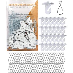 NACETURE 75 PCS Drop Ceiling Hooks  25 Heavy Duty Ceiling Hooks + 50 Clip-on Tile Hangers, No-Drill, Hold 15 lbs  for Hanging Lights, Decorations, Plants in Home, Office, Classroom