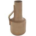 Deco 79 Paper Mache Abstract Decorative Vase Distressed Textured Centerpiece Vase with Triangular Handle, Flower Vase for Home Decoration 9" x 9" x 19", Brown