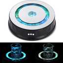 Rotating Display Stand 9inch/17.6lb LED Colorful Light 360 Degree Motorized Turntable Mirror Base Stand for Cup Crystal Glass Spherical Jewelry Display Party Decoration