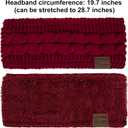 Loritta Womens Ear Warmers Headbands Winter Warm Fuzzy Cable Knit Head Wrap Fleece Lined Gifts (Pure Color- Pure Wine Red(1 Pack))