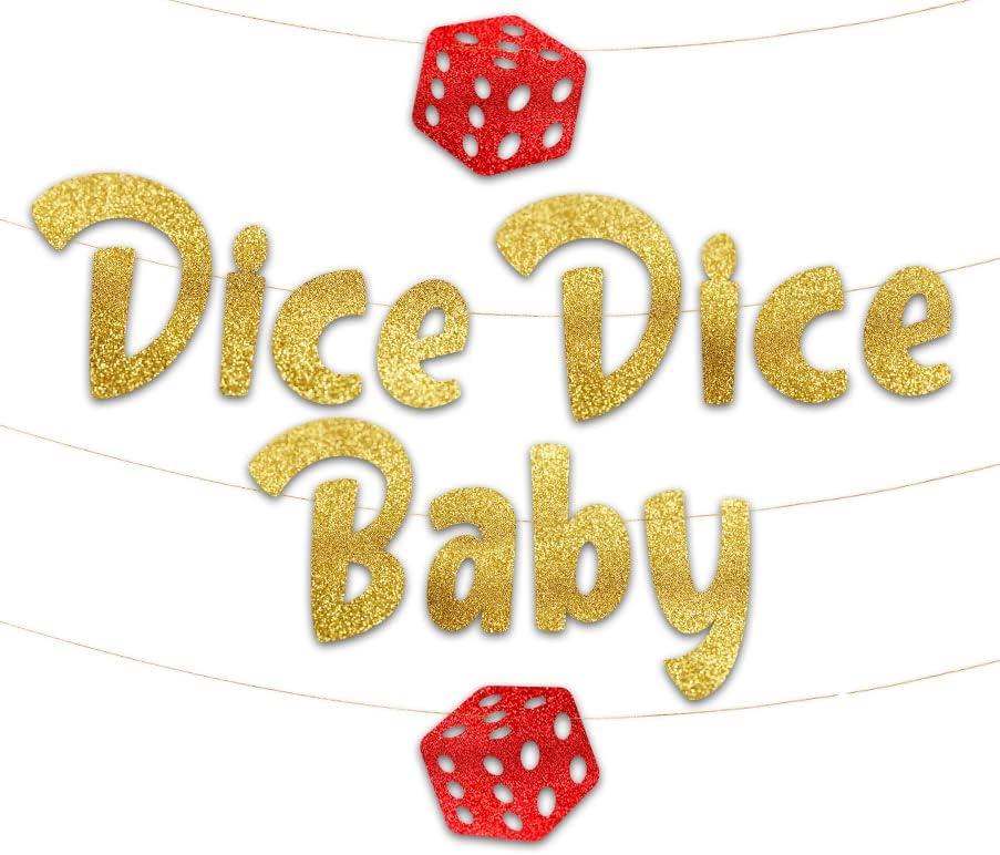 Pre-Strung Dice Dice Baby Casino Themed Glitter Banner - Bachelorette Party Decorations for Her - Party Supplies, Favors and Gifts