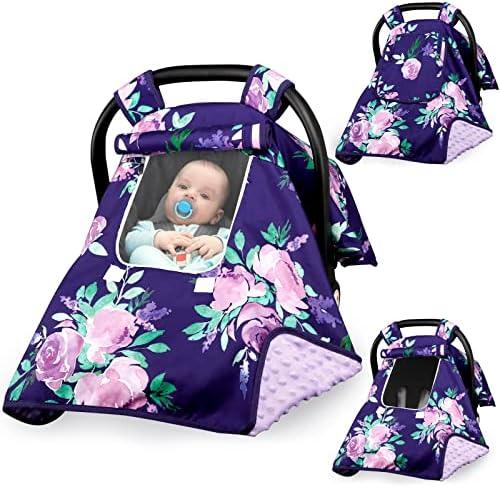 Amazon.com: Baby Carseat Seat Cover Girls, Winter Carseat Canopy, Cozy & Warm Cover with Zipper Peep Windows, Infant Minky Carrier Cover, Soft Breathable, Baby Must Have, Purple Stuff : Baby