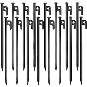 16 Pack Tent Stakes Heavy Duty Metal Tent Pegs for Camping Steel Tent Stakes 12 inch Unbreakable and Inflexible