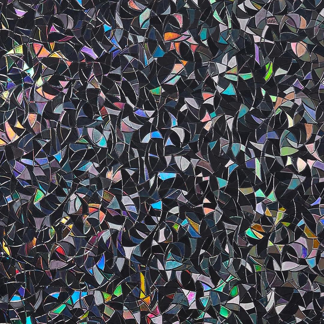 LEMON CLOUD Total Blackout Window Privacy Film Static Cling, Decorative Frosted Window Covering 100% Opaque Film Tint Darkening Removable Film for High PrivacyBlackout Half Moon 35.4 x 78.7inches