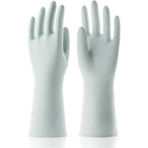 COOLJOB Small Reusable Rubber Dishwashing Cleaning Gloves for Kitchen Bathroom, Non-Slip Grippy Long Dish Washing Gloves with Flocked Cotton Liner, Flexible Durable & Waterproof, Mint Green, 1 Pair, Size 7