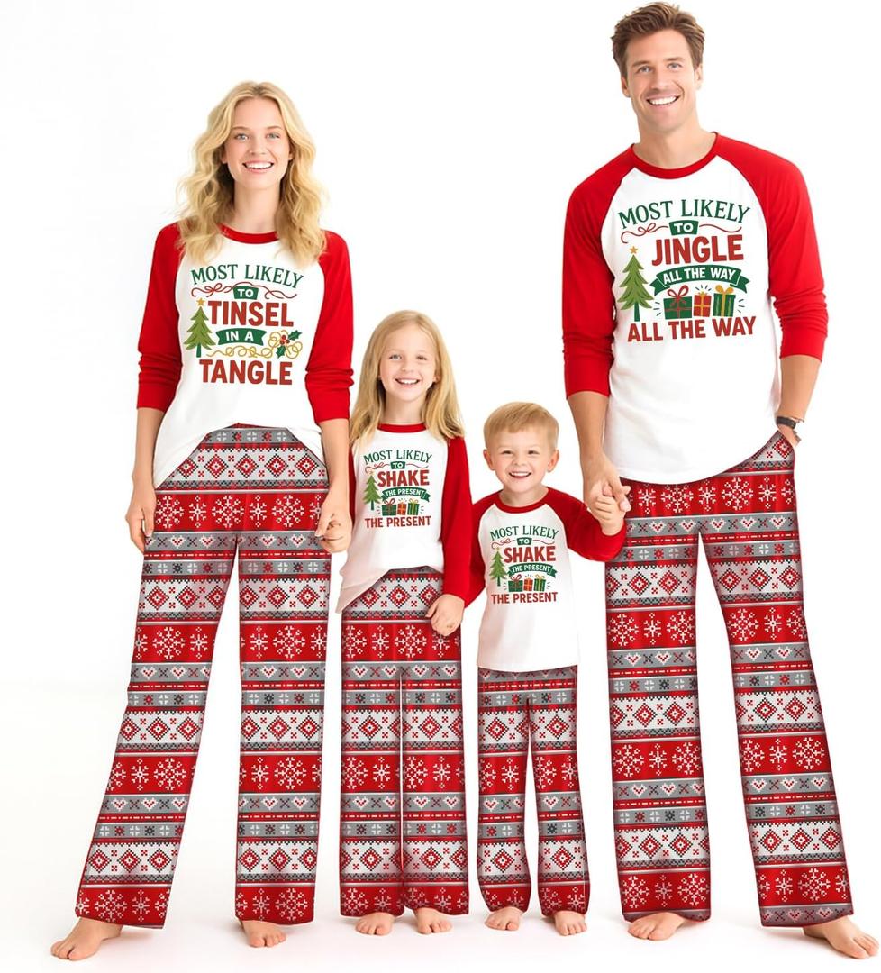 Matching Christmas Pajamas for Family Sets Holiday Jammies Sleepwear Christmas Pjs for Women Men Couples (L)