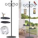 Upgraded 74" Shepherd's Hook for Bird Feeder，Floor Hanging Plant，Wind Chime Stand, Waterproof Metal & Adjustable-Height Standing Pole Holder for Lantern and Wreath, Indoor & Outdoor（2 Placement Racks)