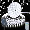 Solar Strip Lights Outdoor, 33Ft 640 LED Strip Light Cool White with Remote Timer Dimmable Outside Rope Lights Waterproof for Garden Yard Party Decor (No Adhesive)