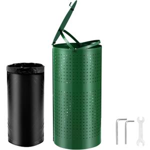 VEVOR Dog Poop Trash Can With 50 Liner Bags, 11.5 Gallons Outdoor Waste Bin With Lid & Liner Clip for Pet Waste Station, Disposal Container for Garden Backyard Park