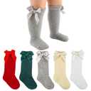 LGFKJNNJ Baby Knee High Socks - 5 Pair Bow Ruffle Dress Style