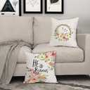 He is Risen Easter Religious Pillow Covers 16x16 Inches Colorful Flowers Throw Pillow Case Set of 2 Easter Spring Pillow Cover Cotton Linen Cushion Cover for Home Couch Sofa Bedroom Livingroom