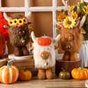 3 Pcs Thanksgiving Highland Cow Stuffed Animals 11 Inches Scottish Highland Cow Plush Cute Cattle Plush with Pumpkins Sunflowers and Bells for Birthday Party Gift Fall Harvest Home Decor