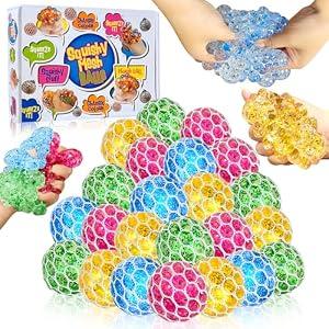 24 Pack Stress Balls Fidget Toys Easter Party Favors for Kids Adults School Class Birthday Gifts Squishy Toys,Easter Basket Stuffers Squeeze Balls Bulk,Goodie Bag Stuffers