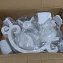 ALISADABOY Dining Room Chandelier Farmhouse Rustic White Wood Light Fixture Antique Orb Pendant Lighting for Kitchen Island Living Room Bedroom Entryway Foyer Staircase, 4 Light