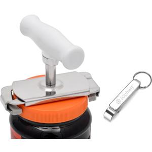 Kichwit Jar Opener for Weak Hands, Jar Bottle Opener for Seniors with Arthritis, Bottle Opener Keychain Included (4" (with Rubber Grippers))