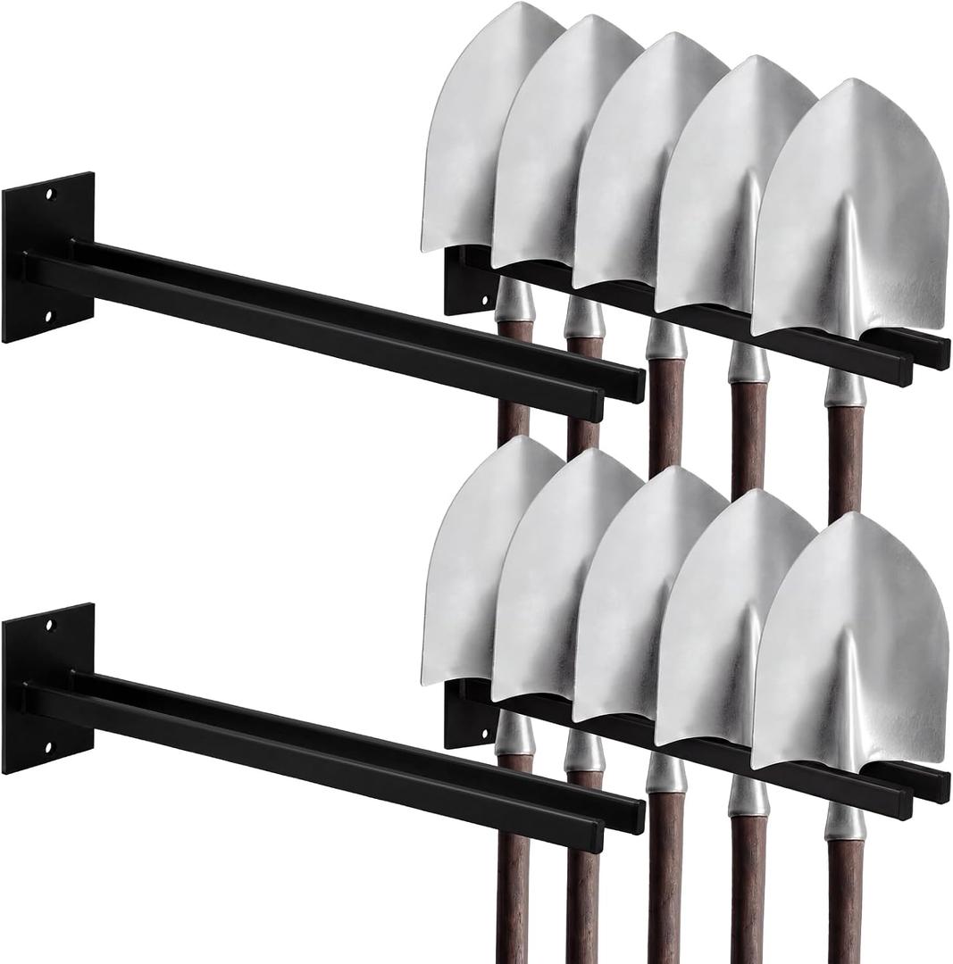 Zonon 4 Pcs Shovel Holder Wall Mount Tool Rack Heavy Duty Steel, Black