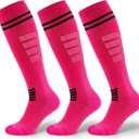 XZQTIVE 3 Pack Soccer Socks Cushion Compression Baseball Softball Socks Knee High Football Sock for Kids Youth Boys Girls, M
