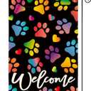 AVOIN colorlife Pets Paws Garden Flag 12x18 Inch Double Sided Outside, Burlap Pet Farmhouse Yard Outdoor Decoration