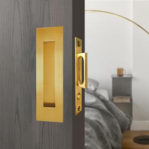 Recessed Finger Flush Pulls with Edge Pull -Sliding Closet Door Handles Hardware Suitable for Pocket Door,Closet Door,Sliding Doors, Barn Door Handle (Gold, 6Inch)