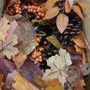 SHareconn 6ft Fall Garland with Lights, Autumn Leaves Garland with Realistic Pumpkins, Thanksgiving Christmas Decorations for Mantle Home Wedding Table Porch Indoor Outdoor, Orange, 6 FT