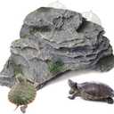 kathson Turtle Basking Platform Baby Tortoise Climbing Ramp Shale Reptiles Dock Resting Terrace Stone Small Aquarium Ornament Rock Landscaping Decoration for Frogs Newts (Large size:7.1Lx6.3Wx2.7H)