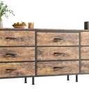 Huuger 63 Inch Dresser for Bedroom, Dresser for Closet with 9 Fabric Drawers, Large TV Stand for 55, 65, 70 Inch TV, Entertainment Center with Storage, Wide Long Chest of Drawers, Rustic Brown