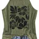 Halter Tank Tops for Women Boho Racerback Tank Tops Beach Vacation Graphic Tee Summer Sleeveless Camisole T-Shirts (Green2,S)