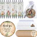 Chuangdi 50 Sets Baby Shower Favors Gifts for Guests Includes 50 Pcs Ballpoint Pens, Thank You Cards and Organza Bags(Woodland Animal)
