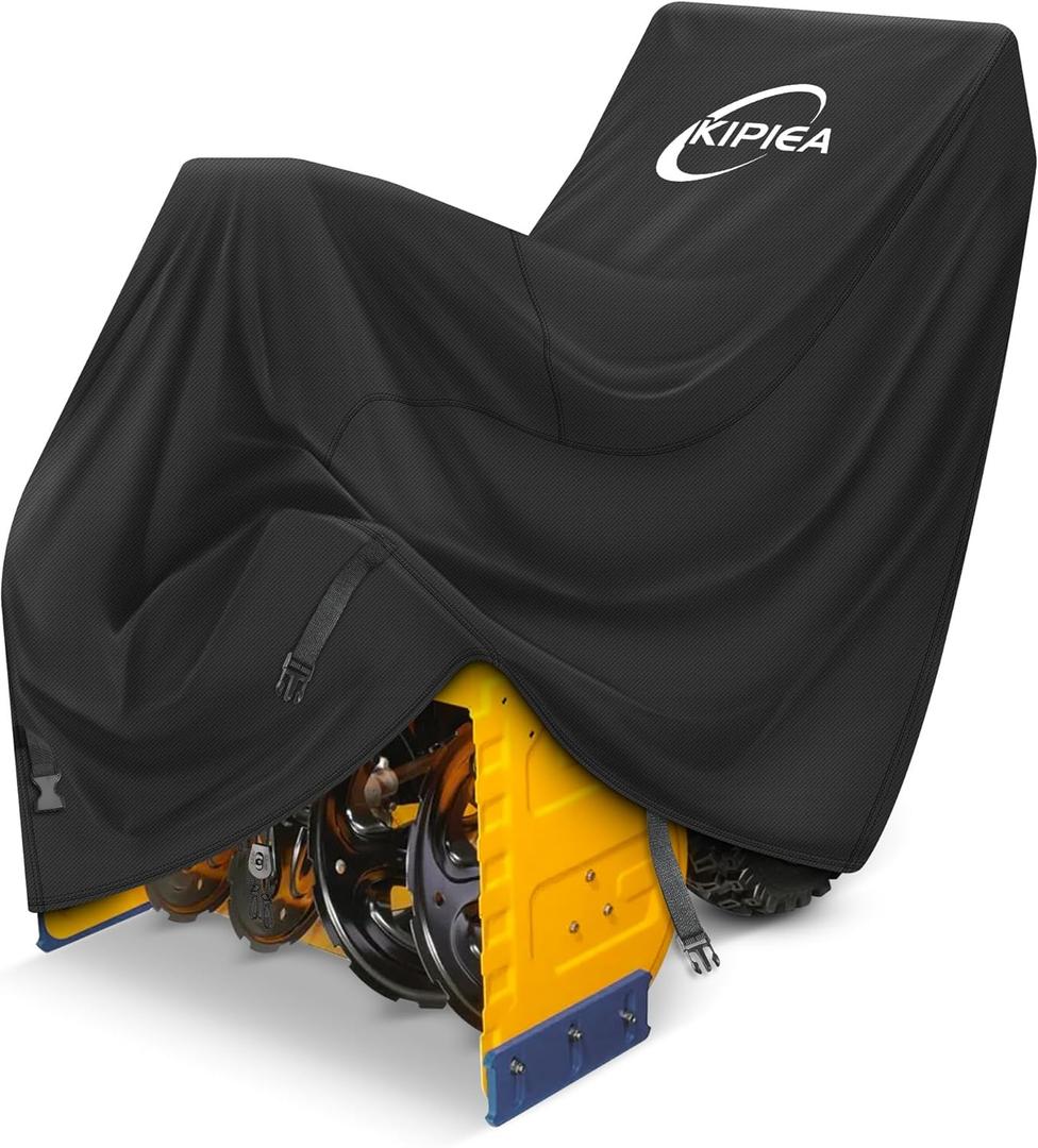 Kipiea Snow Blower Cover Waterproof Outdoor  600D Heavy-Duty Snow Thrower Cover with Windproof Buckles and Drawstrings, Universal Fit for Most 20-28 Inch Snow Blowers