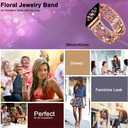 Floral Bracelet Compatible with Apple Watch Band 38mm 40mm 41mm 42mm iWatch Bands Series 11 10 9 8 7,Bling Crystal Hollow Metal Strap,Cute Women Dressy Jewelry Wristband (38/40/41/42mm,Rose Gold)