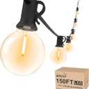 Svater Outdoor String Lights 150 FT Waterproof Outside Patio Light 78 Bulbs
Shatterproof G40 LED Edison Bulbs, Plug-In, Dimmable, Connectable, Outside Light for Bistro Cafe Backyard Porch Party Decor