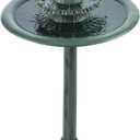 Alpine Corporation 40" Tall Outdoor 3 Tier Pedestal Water Fountain with Vintage Birdbath Accent, Garden Decor, Green