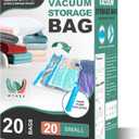 Vacuum Storage Bags, Space Saver Bags, Vacuum Sealed Bags for Comforters, Blankets, Clothes Storage, Hand Pump Included, 20-Small (Clear)