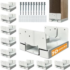 10PCS 6x6 Post Base for Concrete Heavy Duty White E-Coated