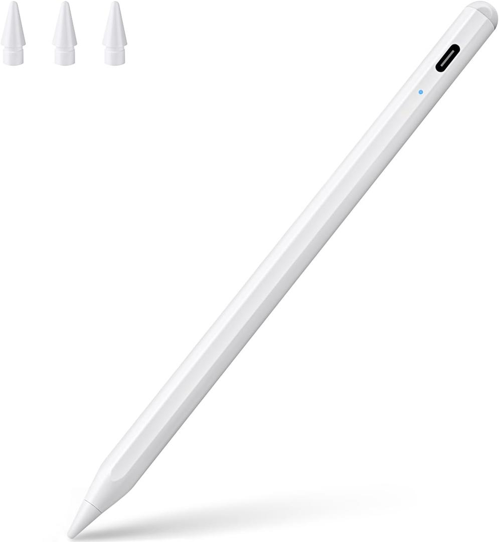 Stylus Pen for ipad, Active Pencil with Quick Charge, Palm Rejection Tilt Sensor, Magnetic Pen Compatible with 2018-2025 iPad Pro 13 M4 /11"/12.9"/10/9/8/7/6,iPad mini 5/6,iPad Air3/4/5/M2/M3 (A-30 mins Charge-White)