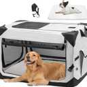 42" Soft Collapsible Dog Crate, Portable Travel Dog Crate for Extra Large Dogs Indoor & Outdoor, 4-Door Foldable Dog Kennel with Safety Zippers, Mesh Windows, Soft Mat for Travel or Home Use