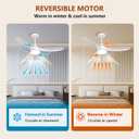 RGB Ceiling Fans with Lights 52 Inch, Quiet DC Motor LED Ceiling Fans with Remote for Bedroom, Living Room, Kitchen, 3CCT, 6 Speeds, Reversible, Dimmable, Timer, Memory, White