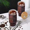 16OZ Ribbed Glass Cups with Lids and Straws,Iced Coffee Cups with Bamboo Lid,Vintage Glassware for Whiskey Cocktail Beer Fruit Juice Glasses Tumbler(2 Pack)