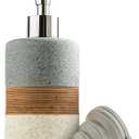 Ceramic Soap Dispenser Set for Hand Soap, Shampoo, Dish Soap, Conditioner, Bathroom & Kitchen, Stainless Steel Pump, Includes Silicone Funnel, 12 Oz, Non-Slip, Elegant Kitchen Decor, Gray