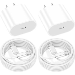 2Pack 20W USB C Charger for iPad Pro 13/12.9/11 inch, iPad A16/10th Generation, iPad Air 11/13 inch/5th/4th, iPad mini 6th/7th, iPad Charger Fast Charging Block with 6.6ft USB C to C Charger Cable