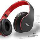 ZIHNIC Bluetooth Headphones Over-Ear, Foldable Wireless and Wired Stereo Headset Micro SD/TF, FM for Cell Phone,PC,Soft Earmuffs &Light Weight for Prolonged Wearing (Black/red)
